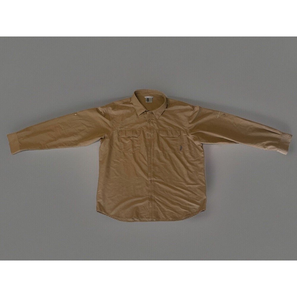 Columbia Omni-Wick Mens XL Tan Khaki Long Sleeve Button Down Hiking Shirt XM7410